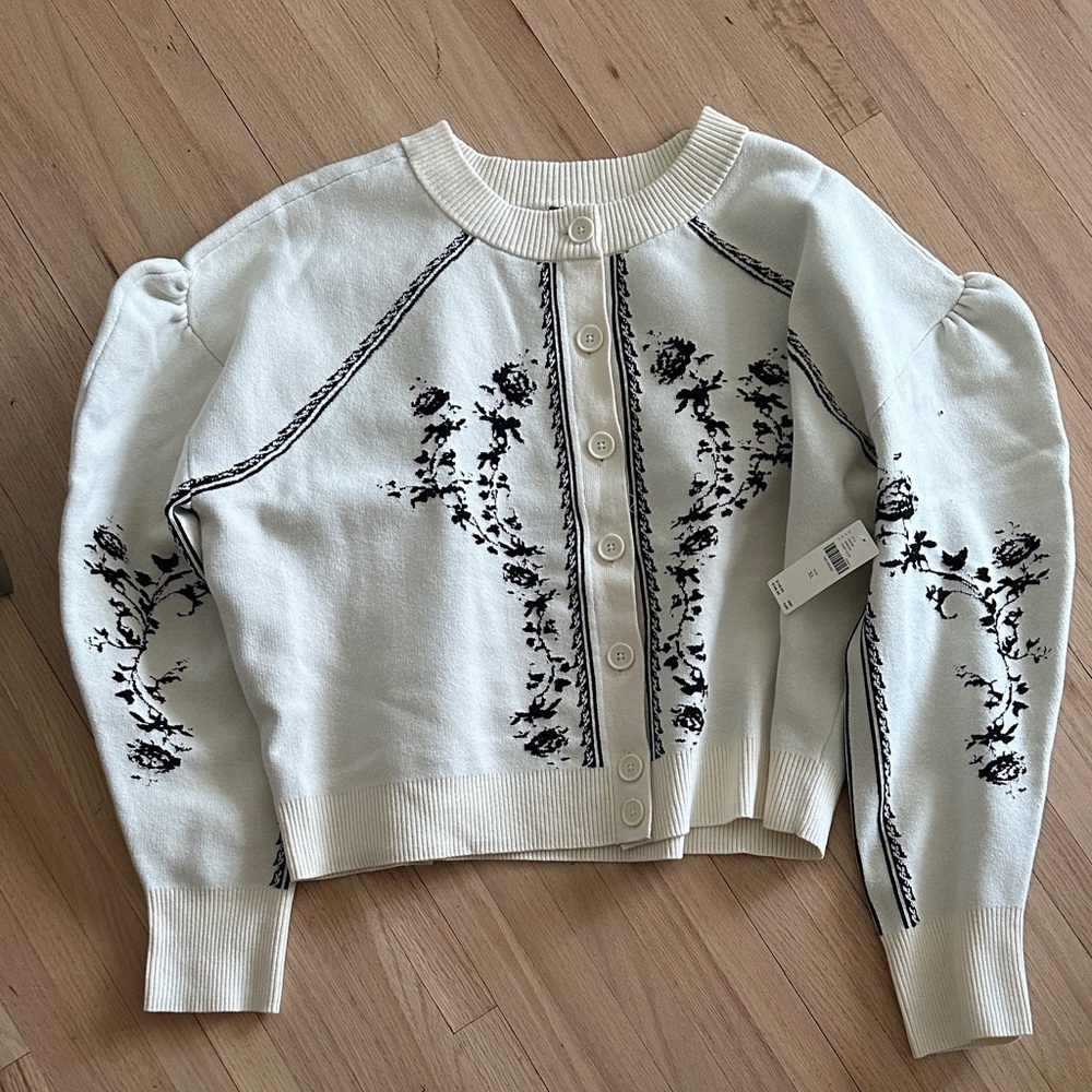 Anthropologie Sculpted Puff-Sleeve Cardigan Sweater - XL - Picture 6 of 11